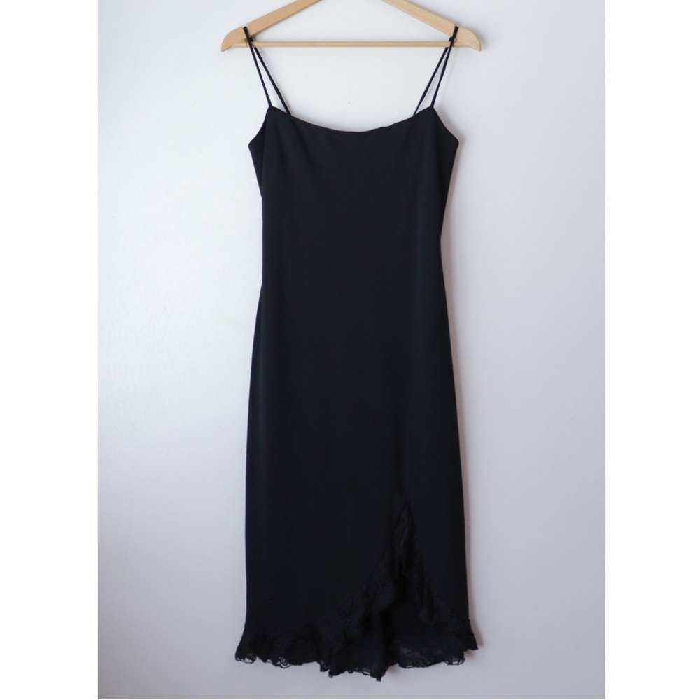 Vintage Cache Asymmetric Lace Hem Slip Dress Romantic Whimsigoth